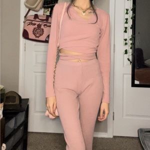 Two piece pink lounge set